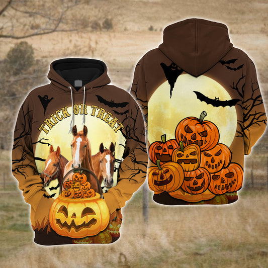 Joycorners Happiness Horse Cattle Halloween Pattern Farm Personalized 3D Hoodie