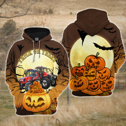 Joycorners Happiness Tractor Halloween Pattern Farm Personalized 3D Hoodie