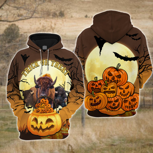 Joycorners Happiness Buffalo Halloween Pattern Farm Personalized 3D Hoodie