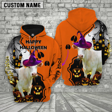 Joy Corners Charolais Castle Footprint Halloween Pattern 3D Hoodie