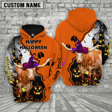 Joy Corners Texas Longhorn Castle Footprint Halloween Pattern 3D Hoodie