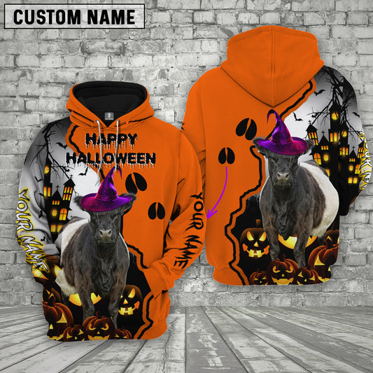 Joy Corners Belted Galloway Castle Footprint Halloween Pattern 3D Hoodie