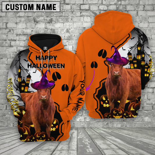 Joy Corners Red Angus Castle Footprint Halloween Pattern 3D Hoodie