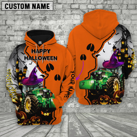 Joy Corners Tractor Castle Footprint Halloween Pattern 3D Hoodie