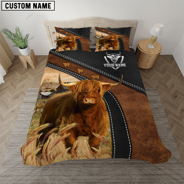 Joycorners Highland Black Leather Premium Pattern Customized Name Bedding Set