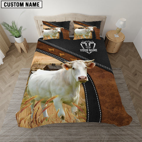Joycorners Holstein Black Leather Premium Pattern Customized Name Bedding Set