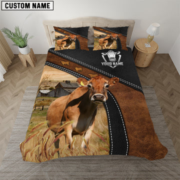 Joycorners Jersey Black Leather Premium Pattern Customized Name Bedding Set