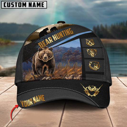 Joycorners Bear Hunting Spot Pattern Multicolor Personalized Name 3D Cap (2 colors)