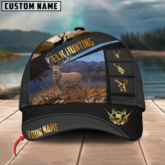 Joycorners Elk Hunting Spot Pattern Multicolor Personalized Name 3D Cap (2 colors)