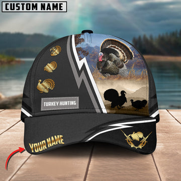 Joycorners Turkey Hunting White Line Grey Pattern Multicolor Personalized Name 3D Cap