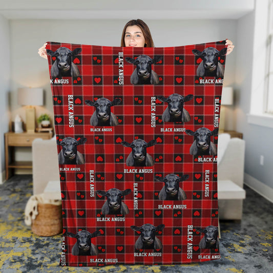 Joy Corners Black Angus Cow Pattern Hoodie Blanket