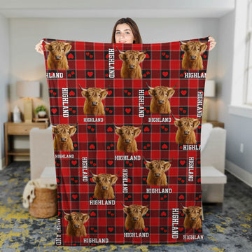 Joy Corners Highland Cow Pattern Hoodie Blanket