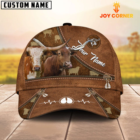 Joy Corners Texas Longhorn Heart Line Farm Lover Pattern Customized 3D Cap