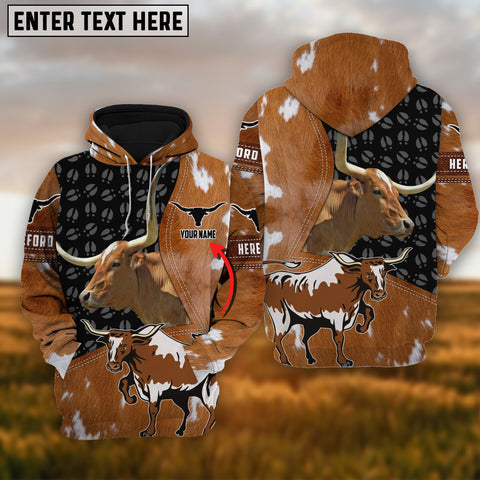Joycorner Texas Longhorn Fur on Farm Customized Name 3D Hoodie