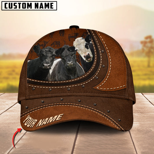 Joycorners Texas Belted Galloway Leather Pattern Art Customized Name Cap