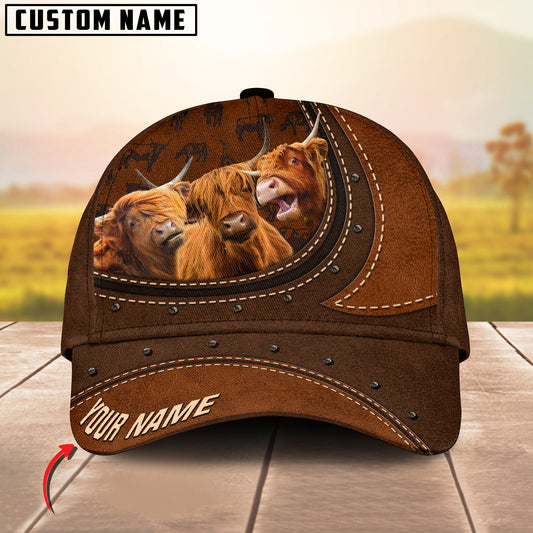 Joycorners Highland Happiness Leather Pattern Art Customized Name Cap