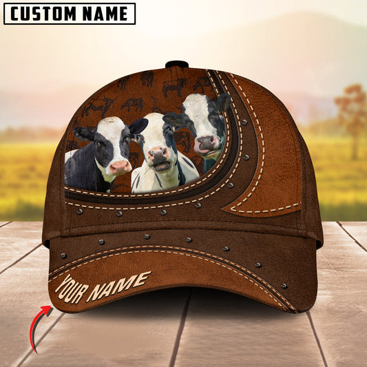 Joycorners Holstein Happiness Leather Pattern Art Customized Name Cap