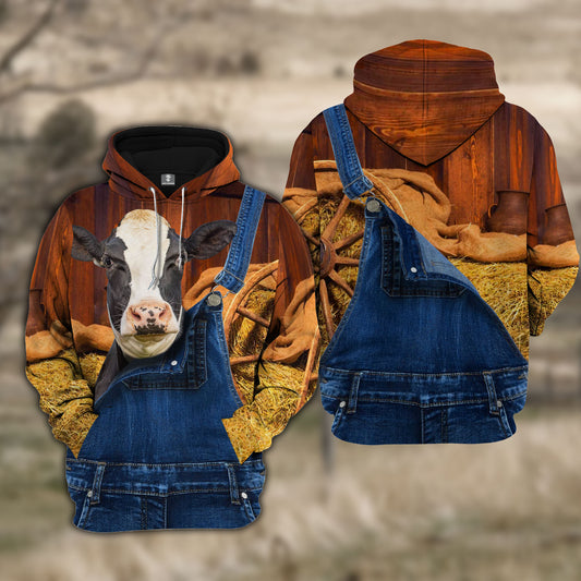 Joy Corners Holstein Farm Of Farmer Cattle Personalized 3D All Over Printed Hoodie