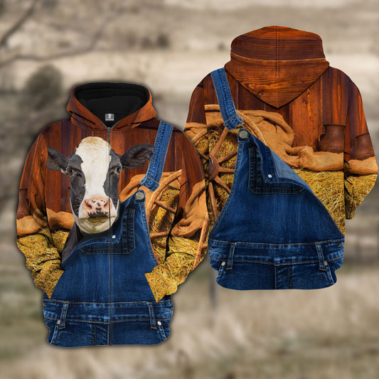 Joy Corners Holstein Farm Of Farmer Cattle Personalized 3D All Over Printed Hoodie