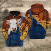 Joy Corners Charolais Farm Of Farmer Cattle Personalized 3D All Over Printed Hoodie