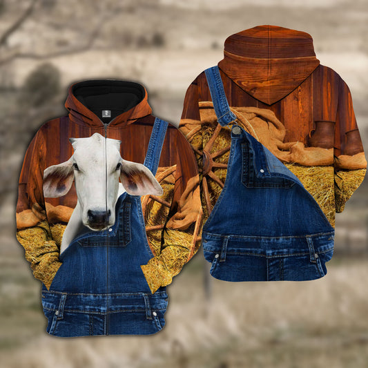 Joy Corners Brahman Farm Of Farmer Cattle Personalized 3D All Over Printed Hoodie