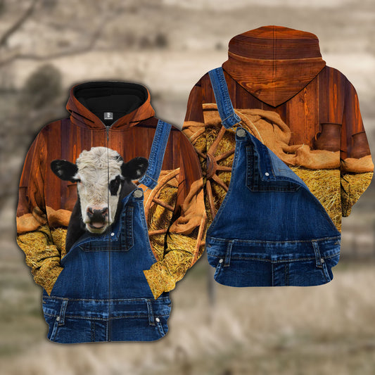 Joy Corners Belted Galloway Farm Of Farmer Cattle Personalized 3D All Over Printed Hoodie