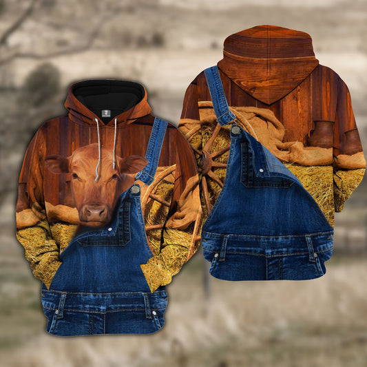 Joy Corners Red Angus Farm Of Farmer Cattle Personalized 3D All Over Printed Hoodie