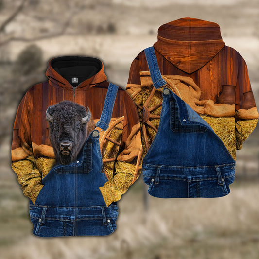 Joy Corners Buffalo Farm Of Farmer Cattle Personalized 3D All Over Printed Hoodie