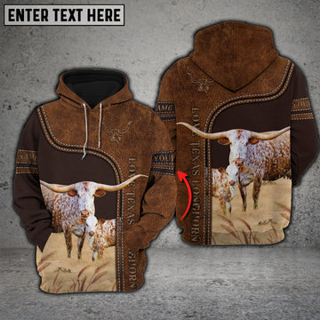 Joy Corners Texas Longhorn Love Baby Cattle Personalized 3D All Over Printed Hoodie
