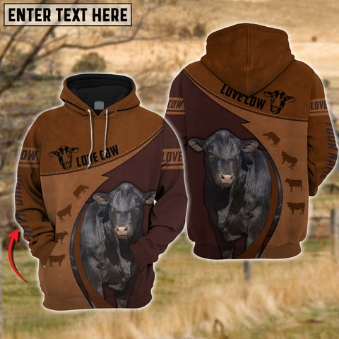 Joy Corners Black Angus Love Cattle Leather Pattern Personalized 3D All Over Printed Hoodie
