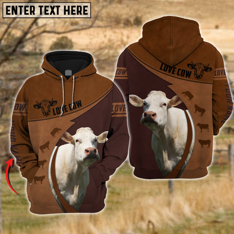 Joy Corners Charolais Love Cattle Leather Pattern Personalized 3D All Over Printed Hoodie