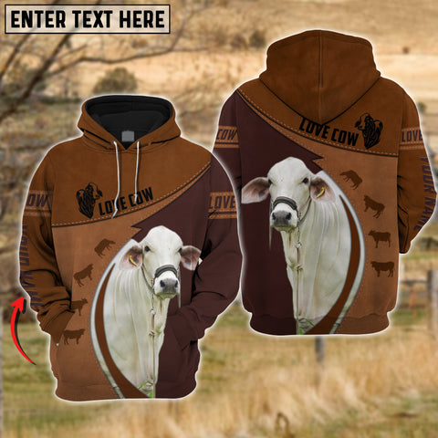 Joy Corners Brahman Love Cattle Leather Pattern Personalized 3D All Over Printed Hoodie