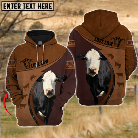 Joy Corners Black Baldy Love Cattle Leather Pattern Personalized 3D All Over Printed Hoodie
