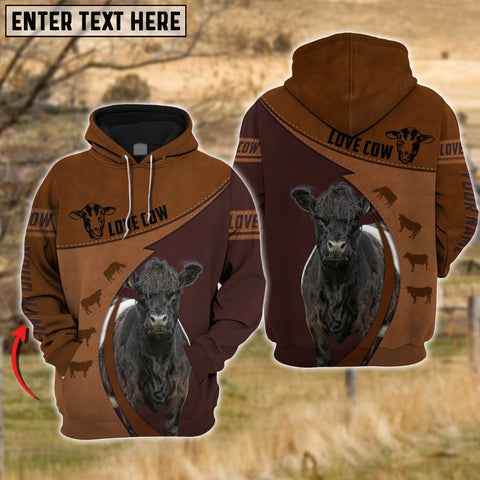 Joy Corners Belted Galloway Love Cattle Leather Pattern Personalized 3D All Over Printed Hoodie