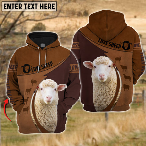 Joy Corners Sheep Love Cattle Leather Pattern Personalized 3D All Over Printed Hoodie