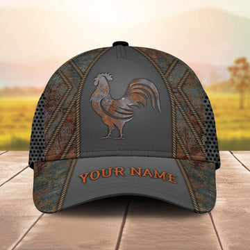 PREMIUM ROOSTER METAL PATTERN FOR ROOSTER LOVERS PERSONALIZED CAP