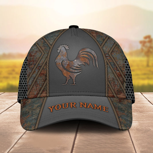 PREMIUM ROOSTER METAL PATTERN FOR ROOSTER LOVERS PERSONALIZED CAP