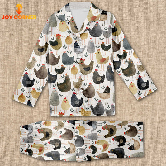 Joy Corner Chicken Lover Style 3 3D Chistmas Pajamas