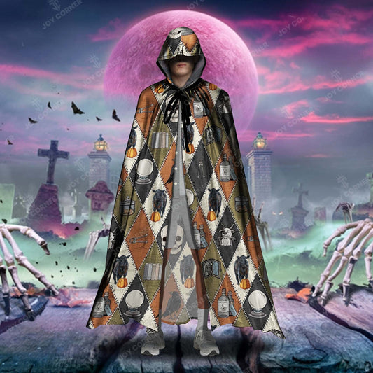 Joy Corner Pumpkin Light Black Angus Halloween Pattern Special Hooded Cloak