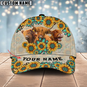 Joy Corners Highland Happiness Sun Flowers Pattern Customized 3D Cap