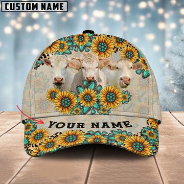 Joy Corners Charolais Happiness Sun Flowers Pattern Customized 3D Cap