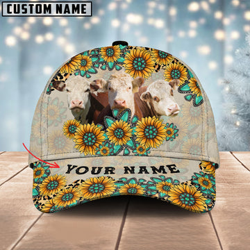 Joy Corners Hereford Happiness Sun Flowers Pattern Customized 3D Cap