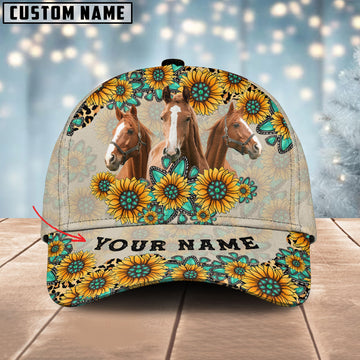 Joy Corners Horse Happiness Sun Flowers Pattern Customized 3D Cap