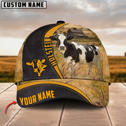 Joy Corners Holstein On Farm Black Yellow Leather Pattern Customized 3D Cap