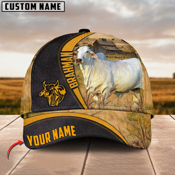 Joy Corners Brahman On Farm Black Yellow Leather Pattern Customized 3D Cap