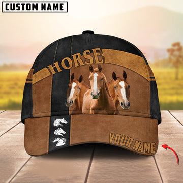 Joy Corners Horse Black Traffic Line Leather Pattern Customized 3D Cap