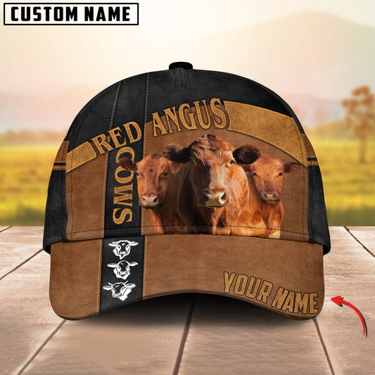 Joy Corners Red Angus Black Traffic Line Leather Pattern Customized 3D Cap