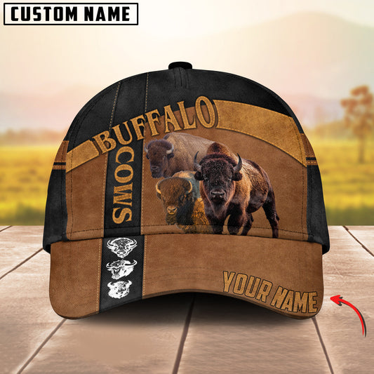 Joy Corners Buffalo Black Traffic Line Leather Pattern Customized 3D Cap