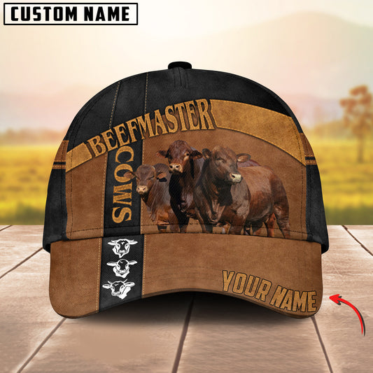 Joy Corners Beefmaster Black Traffic Line Leather Pattern Customized 3D Cap