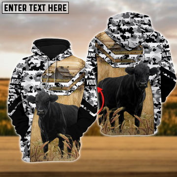 Joy Corners Black Angus Camo Animal Pattern Personalized 3D Hoodie